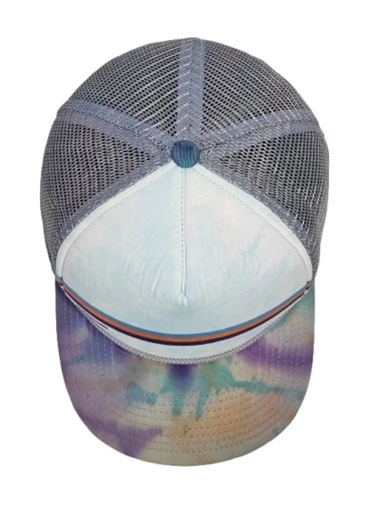 RARE Vintage Patagonia Tie Dye 3 Stripe Logo netplus Roped Padded Trucker Hat - Picture 6 of 7